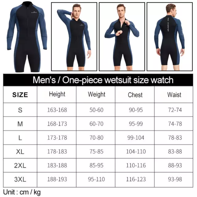 Men Wetsuit Shorty Diving Suit Shorts Long Sleeve Wet Suit Snorkeling Diving