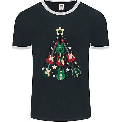 Funny Christmas Guitar Tree Rock Music Mens Ringer T-Shirt FotL