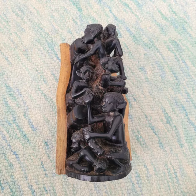 Vintage African Handmade Carved Ebony Live Wood Sculpture Makonde Tree of Life