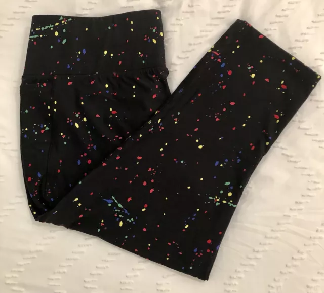 LIVI Paint Splatter Size 18/20 Yoga Pants Black Workout Leggings With Pockets