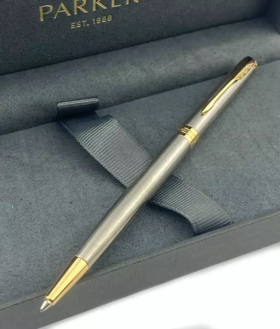 Parker Sonnet Slim Ballpoint Pen - Stainless Steel GT - Gift Box