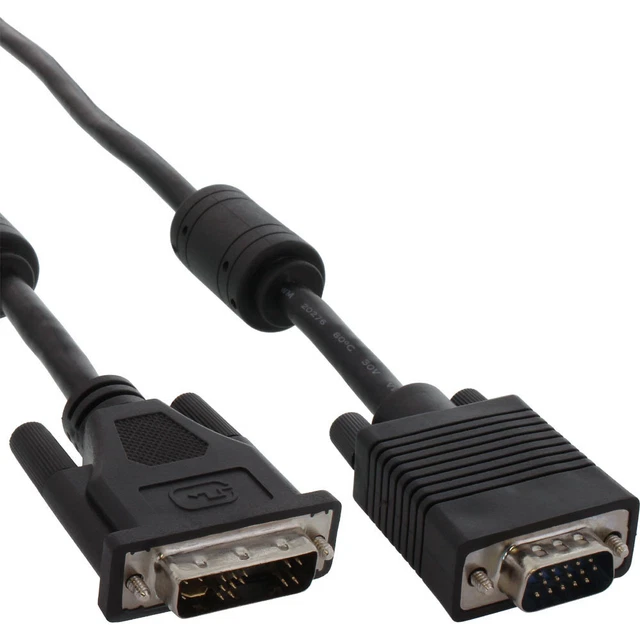DVI-A Kabel, InLine©, analog 12+5 Stecker auf 15pol HD Stecker VGA, 5m