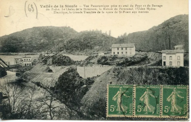 Postcard / Valley Of The Sioule View Of The Bridge And The Dam Of The Fades + Stamp