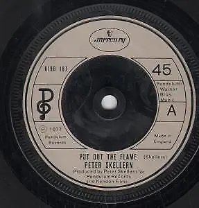 Peter Skellern Put Out the Flame 7" vinyl UK Mercury 1977 b/w east of elephant