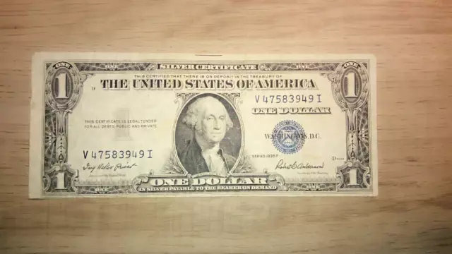 Vintage 1935F Silver Certificate $1 One Dollar Bill  MISCUT & MISALIGNED Errors