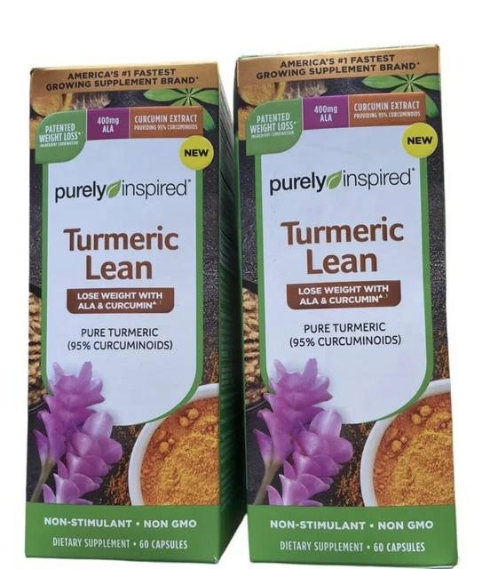 LOT OF 2 Purely Inspired Turmeric Lean Capsules 120 Count Ex 1/24