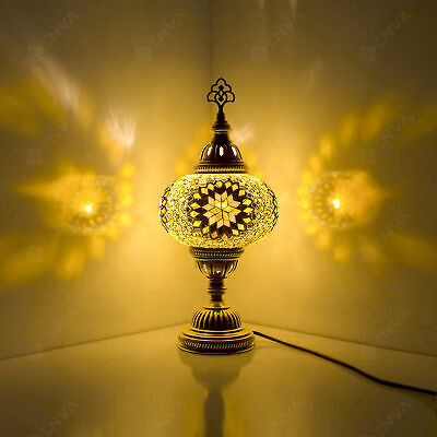 Turkish Moroccan Style Glass Mosaic Tiffany Table Desk Lamp Light Large Globe