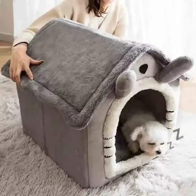 Indoor warm dog house soft pet bed tent house dog house cat bed 2