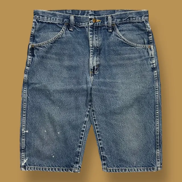 Vtg Denim Jean Shorts 90s y2k Faded Blue Distressed Jorts Size 34