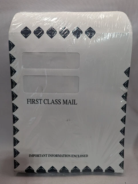 Double Window First Class Mail Envelope 9 1/2 x 12 - 100 Envelopes