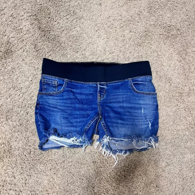 Old Navy Maternity Denim Shorts O.G Straight Front Low Panel Size 12