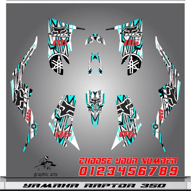 Yamaha Raptor 350 graphics kit 2004 2006 2009 to 2014 decals stickers atv utv