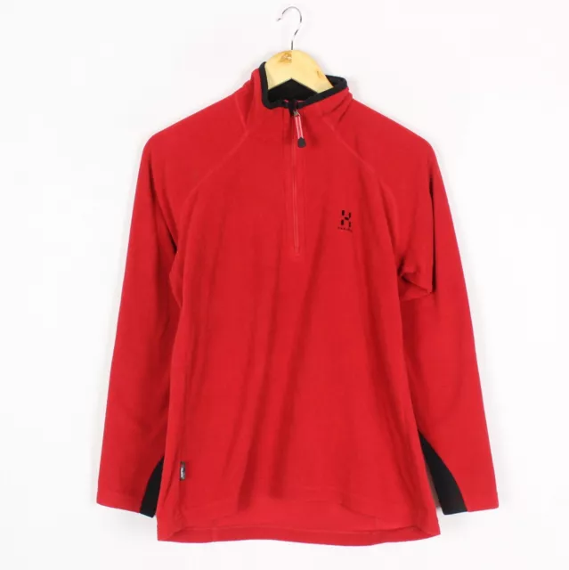 Haglöfs Donna Pile Maglione Taglia UK18 EU44 Poliestere Pullover 1/4 Zip Rosso