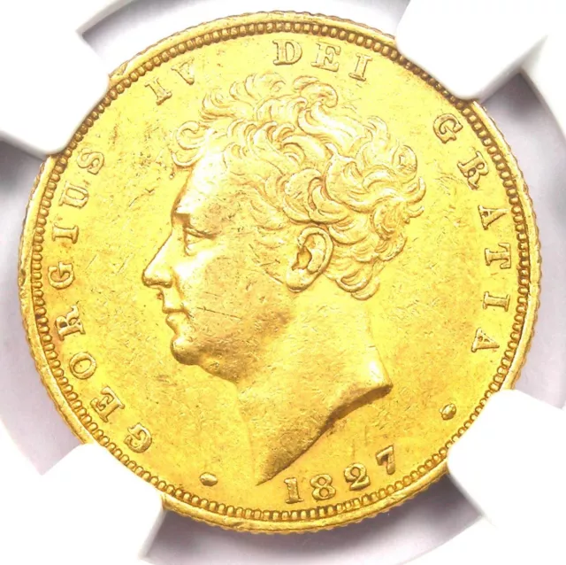 1827 Gold Britain England George IV Gold Sovereign UK Coin 1S - NGC AU Details