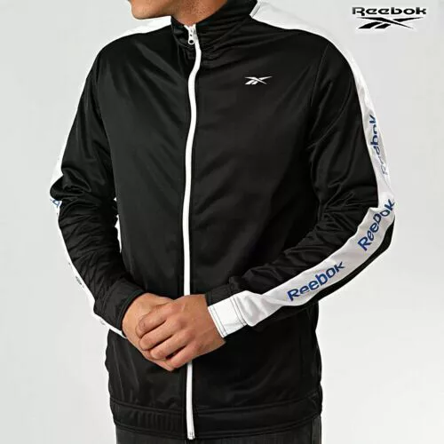 Reebok FK6120 Uomo Essentials Pista Giacca Formazione Nero (Tutte le Taglie)