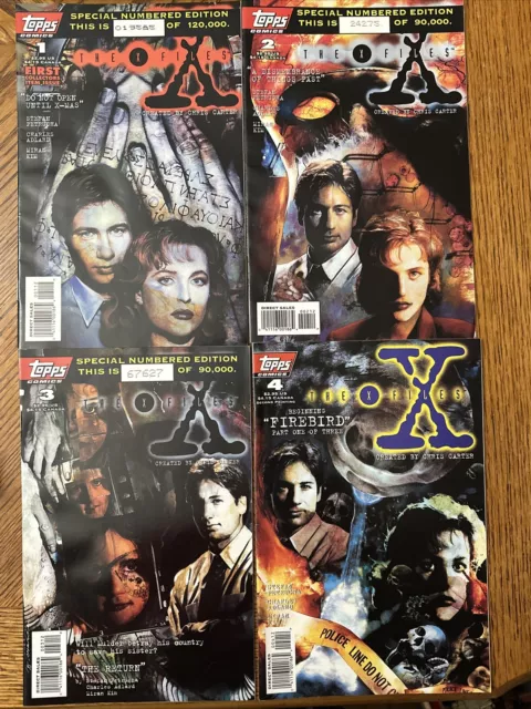 X-Files Topps Comic Book Lot Issues 1-4 1990s Mulder Scully Aliens Outer Space