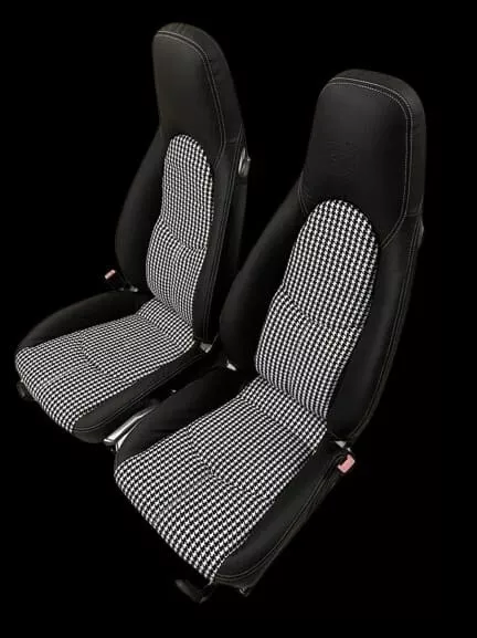 Best fit for Porsche Boxster - Synthetic Leather + Pepita Fabric - Seat Cover