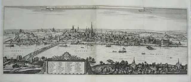 Mainz Rhein  von 2  Platten gedruckter echter alter Kupferstich Danckaerts 1642