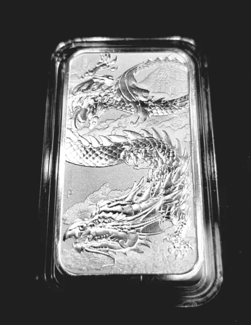 2023 Australian Rectangular Silver Dragon Bar * NEW * In Protective capsule