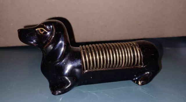 vintage ceramic Weiner dog spiral letter, and pen holder