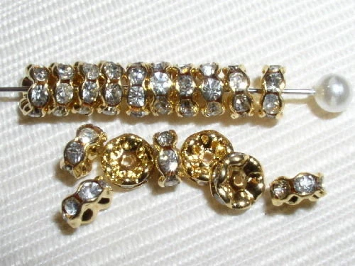 200 Swarovski Rondelle Spacer Beads 6mm Gold / Crystal