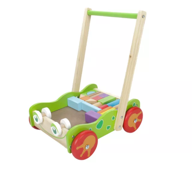 Lauflernwagen Holz Spielzeug Bausteine Bauklötze Baby Gehhilfe Lauflernhilfe