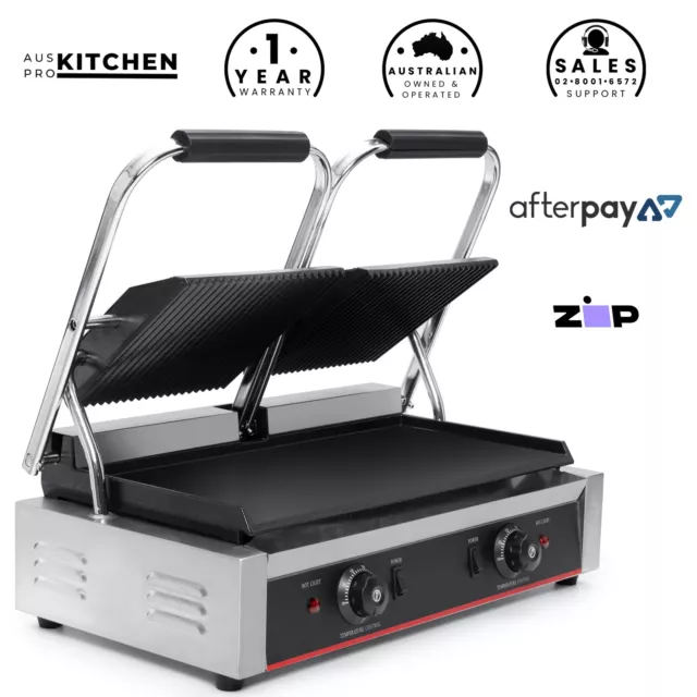 Commercial Sandwich Press Contact Grill Griddle Toaster Flat/Grill