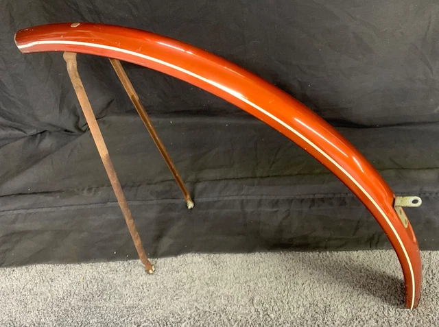 Vintage Schwinn Front Fender 1974 Suburban / Chestnut Orange White Stripes