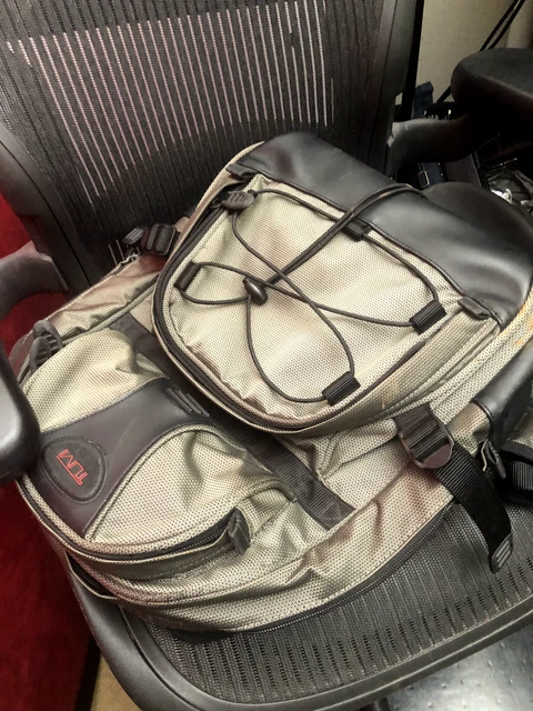 Tumi Alpha Backpack Silver Gray Black Used