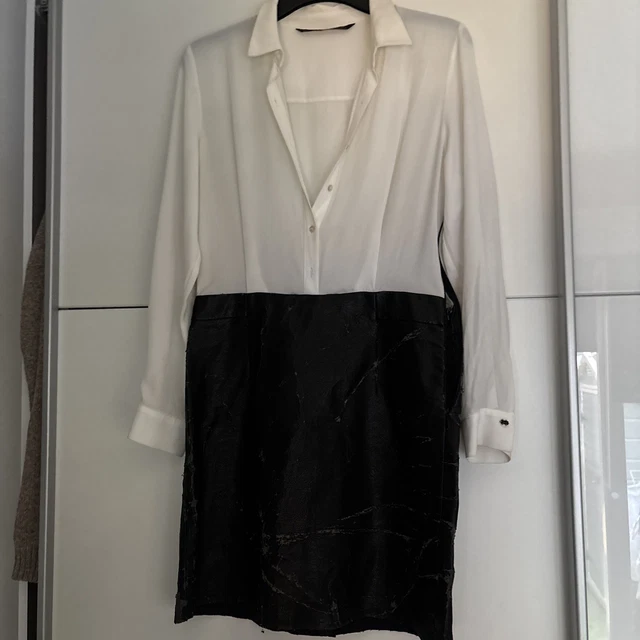 ZARA BLACK FAUX Leather Dress Contrast Ivory Blouse One Piece, Size UK Medium 0.21 - PicClick UK ZARA BLACK FAUX Leather Dress Contrast Ivory Blouse One Piece, Size UK Medium 0.21 - PicClick UK