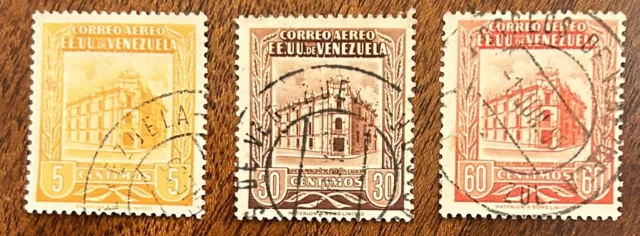 Venezuela: 1954 Set of 3 Used, SC# C-587-89. Airmail. Lot # 10-08048
