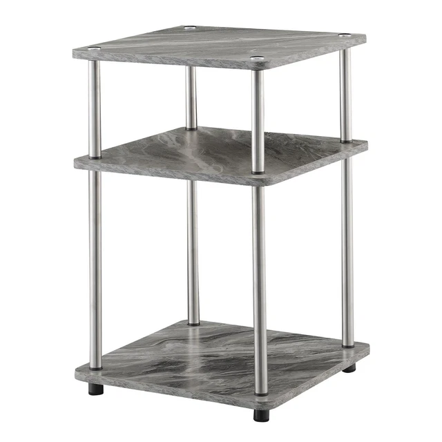 Convenience Concepts Designs2Go Chrome No Tools 3 Tier End Table R4-0510