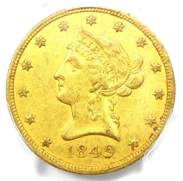 1849 Liberty Gold Eagle $10 Coin - Certified PCGS AU Details - Rare Date!