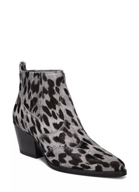 SAM EDELMAN WINONA black gray leopard animal print Calf Hair boots ...