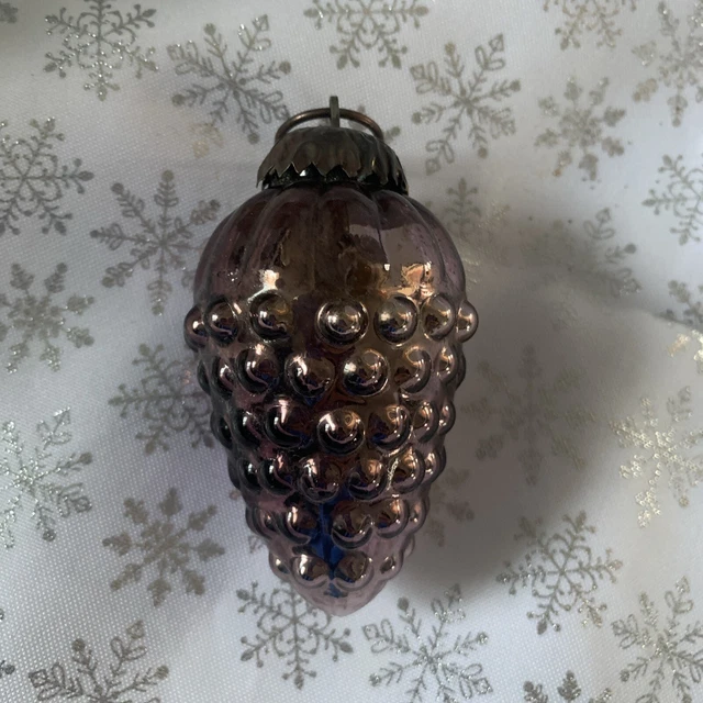 ANCIENNE BOULE DE Noël grappe de raisin en verre soufflé Artisanale EUR