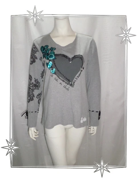 T-shirt Desigual Motif Cœurs – Taille XL – Occasion Très Bon état