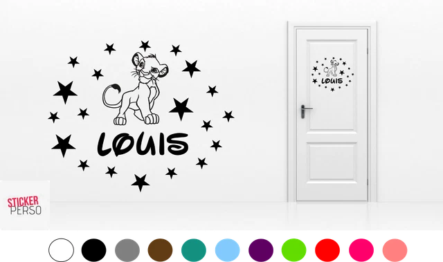 Sticker Personnalisé Le Roi Lion - Simba Avec Prénom - Déco Murale Enfant
