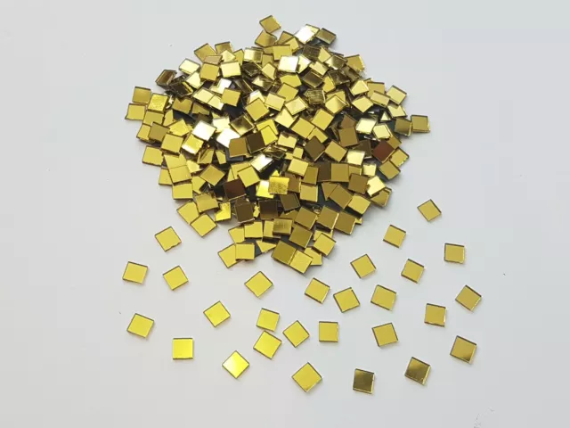 300 pieces, Gold Glass Mirror Tiles, Approx 0.5 x 0.5 cm, 1mm Thick, Art&Craft