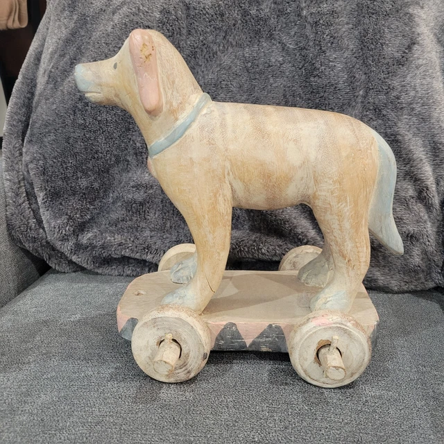 ANCIEN JOUET CHIEN Orange En Bois EUR 28,00 - FR