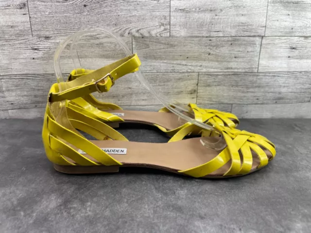 Steve Madden Trivol Women Shoes Yellow 8.5M Patent Fisherman Ankle Strap Sandals 3