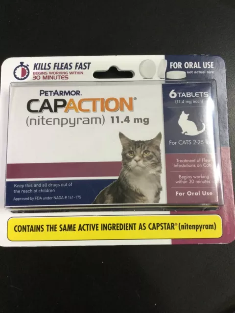 PetArmor CAPACTION 6 Nitenpyram 11.4 mg Tablets Oral Treatment Cats Ex 2025+3127