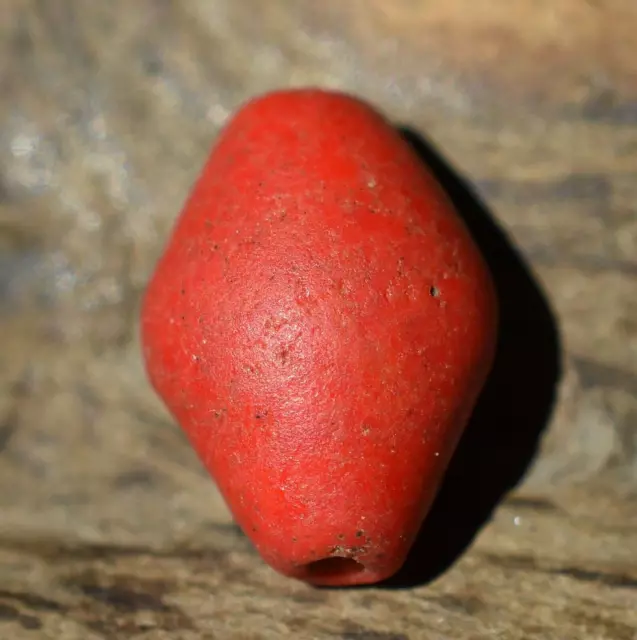 Antique Red Diamond Kiffa African Powder Glass Bead Mauritania Via Africa Trade