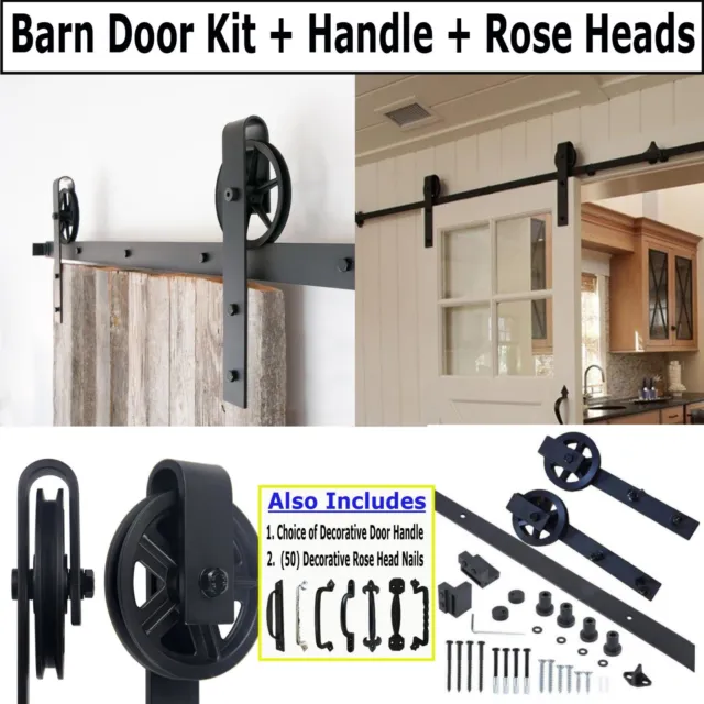 6.6 FT Sliding Barn Door Hardware Kit  + BONUS Handle & Rose Head Nails - 2009
