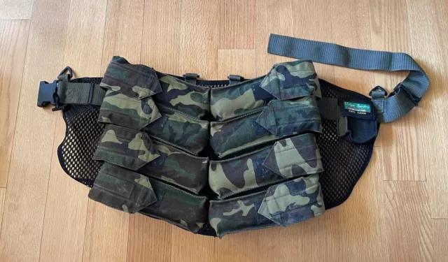 VINTAGE UNIQUE Paintball Pro Gear 8 Horizontal HARNESS Pack - WOODLAND