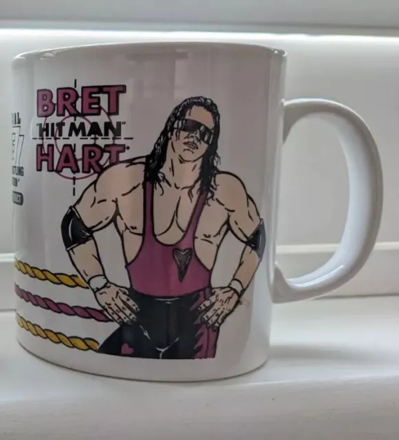 WWF Bret Hitman Hart WWE Wrestling Mug Wrestler WCW Very Rare Hasbro Era