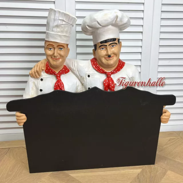 Dick und Doof Figur Statue Imbiss Restaurant Menütafel Köche Koch Werbung Deko