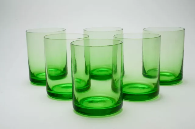 MCM Pier 1 Imports Hand Blown Weighted Glass Tumblers - Pale Green - Set of 6