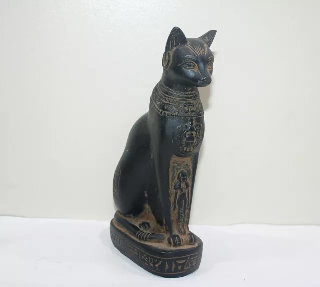 Rara estatua de gato faraónico antiguo egipcio antiguo de Bastet, diosa del...