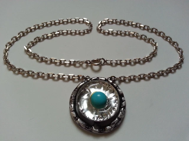 Collier Vintage Signé Jacques Gautier Avec Pendentif Rond - Rare Et En Très Bon état