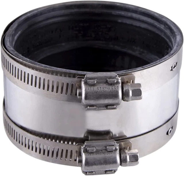 Shielded 4" transition coupling, Joins Plastic, Steel, or Extra Heavy Cast Iron
